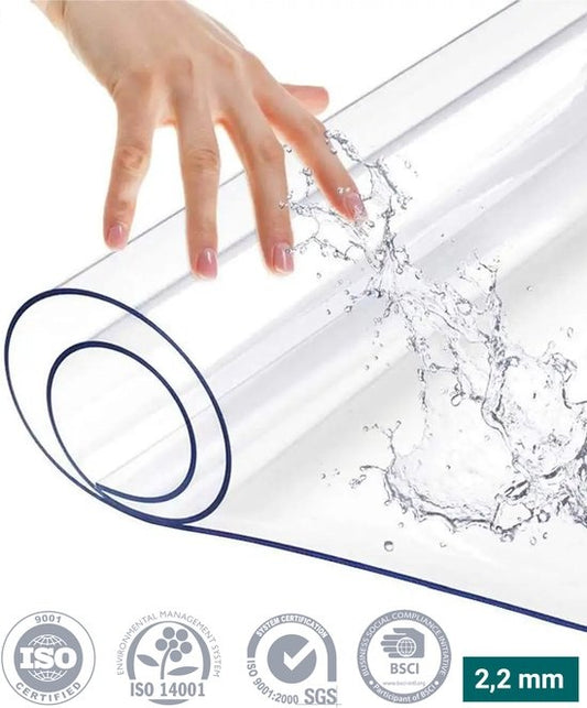 HOMEWELL Tischschoner Transparent Glas Klar 90x220cm - Transparentes Tischsegel - Tischtuch - Rutschfest und hitzebeständig - 2.2 mm
