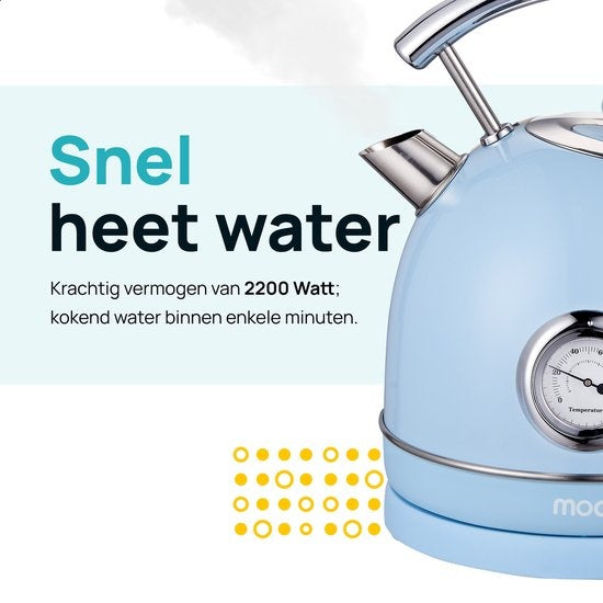 MOA Retro-Wasserkocher - Pastellblau - Elektrisch - Edelstahl - EK4TBL