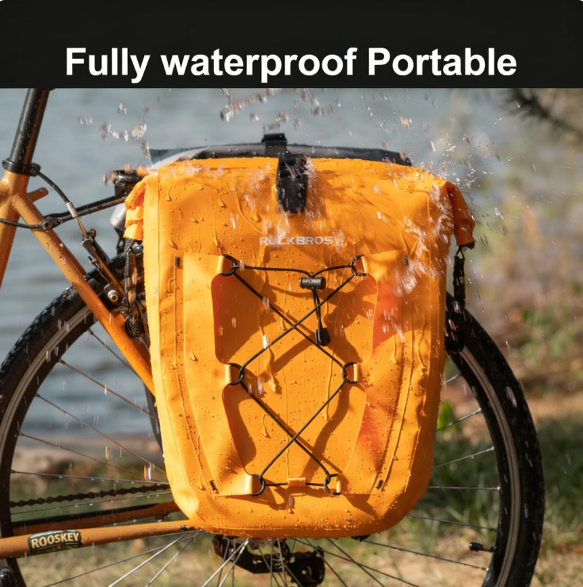 ROCKBROS Wasserdichte Fahrradtasche für den Gepäckträger – 25–32 l – Schwarz – Erweiterbar – Für E-Bikes und Mountainbikes