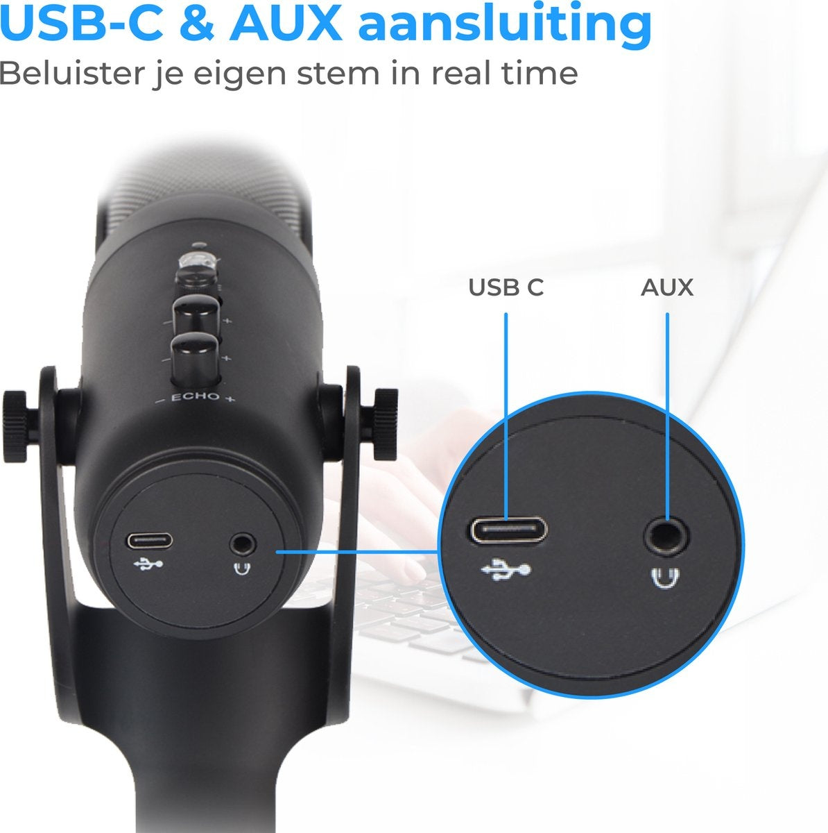 Nuvance - USB-Mikrofon mit Ständer - für PC und Gaming-Mikrofon - Streaming-Mikrofon - RGB