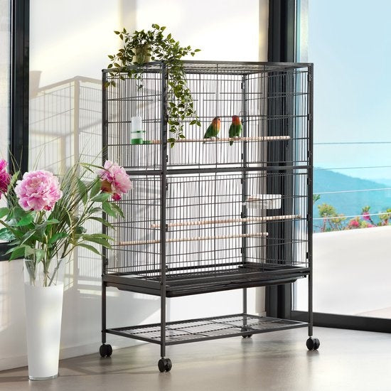 tectake - Großer Vogelkäfig, Voliere 131cm hoch - 402287