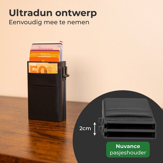 Nuvance Kartenhalter ausziehbar - 18 Karten - Rfid-Schutz - Kartenhalter für Männer & Frauen - Kreditkartenhalter - Schwarz