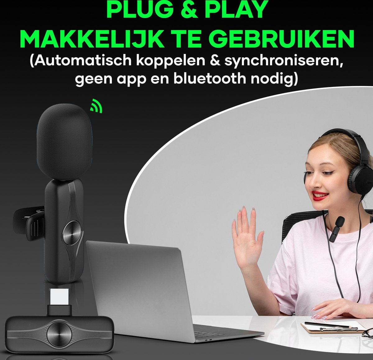 MATTIÂ® 2-in-1 - Drahtloses Mikrofon - USB-C - Mikrofon - Tie Pin Mikrofon - Android & Laptops