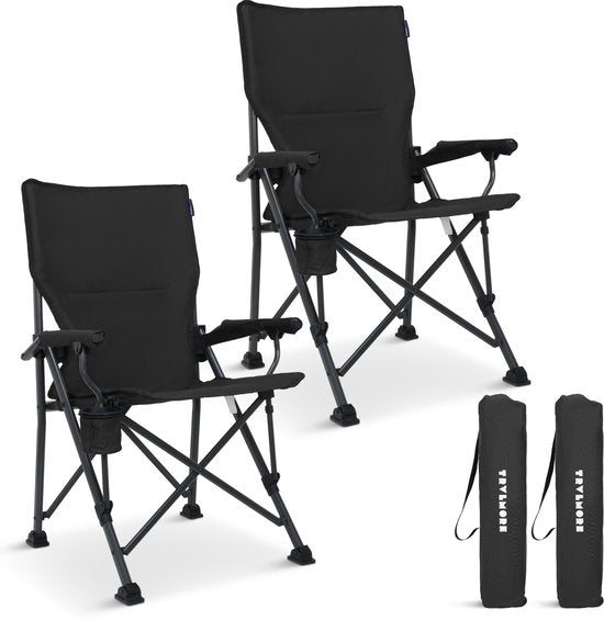 TRVLMORE Campingstühle - faltbar - 120KG Tragkraft - Inkl. Tragetasche - Klappstuhl - Angelstuhl - Campingstuhl - Klappstuhl - Grau