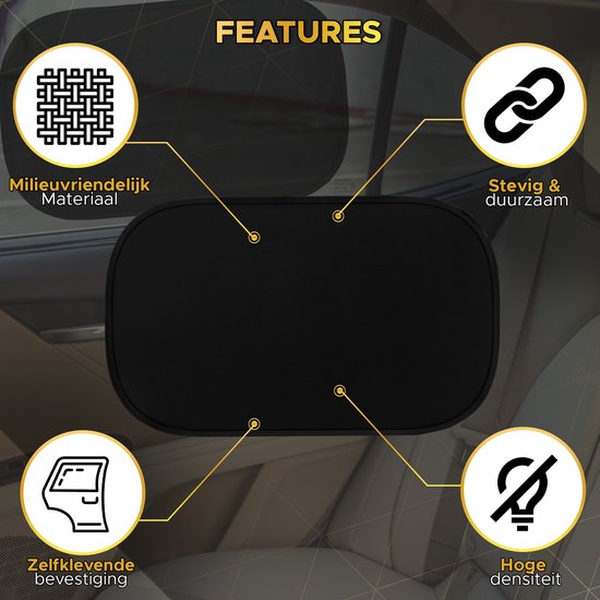 Toivo Car Sunshades 2er-Set - Selbstklebend - 31 x 51 cm - UV-Schutz - Seitenscheiben-Sonnenschutz - Sonnenschutzfenster - Für Kinder und Babys - Schwarz