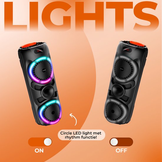 Denver Bluetooth Lautsprecher Party Box - Disco Lichter - Party Box - Inkl. Drahtloses Mikrofon & Fernbedienung - BPS459