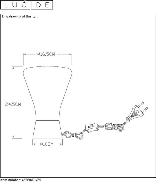 Lucide BARRY Tischlampe – Ø 16,5 cm – 1xE27 – Fumé