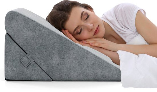 COSTWAY Keilkissen, Lesekissen, Rückenkissen, Beinkissen, Bezug aus Memory-Schaum, waschbar, Reflux-Kissen, für Erwachsene, Bettkissen, ergonomisch, Venus, Entspannungskissen für Bett und Sofa, 58 x 36 x 50,5 cm