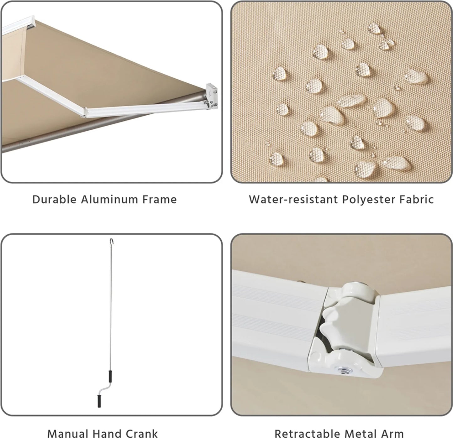 Yaheetech Klemmsonnenschirm - 300 x 250 x 25 cm - Ausgestattet mit manuellem Pendelstab und einstellbarem Winkel und UV-beständiger Beschichtung - Für Balkon und Terrasse - Beigefarbenes Polyester und Metall