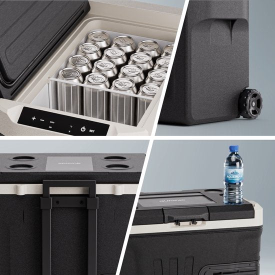 Auronic Electric Cool Box - Kompressor - 40L - 12V und 240 Volt - Camping Kühlschrank - Frigobox Auto - Mit Rädern und Griff - Schwarz