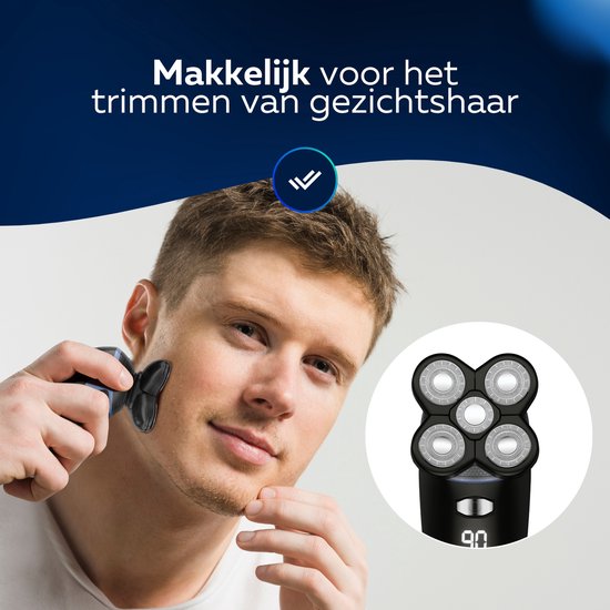 Beeperfect® 5-in-1 Rasierer Männer - Trimmer - Schnurlose Nass- und Trockenrasur - Elektrischer Rasierer - Bartschneider - 5 Aufsätze