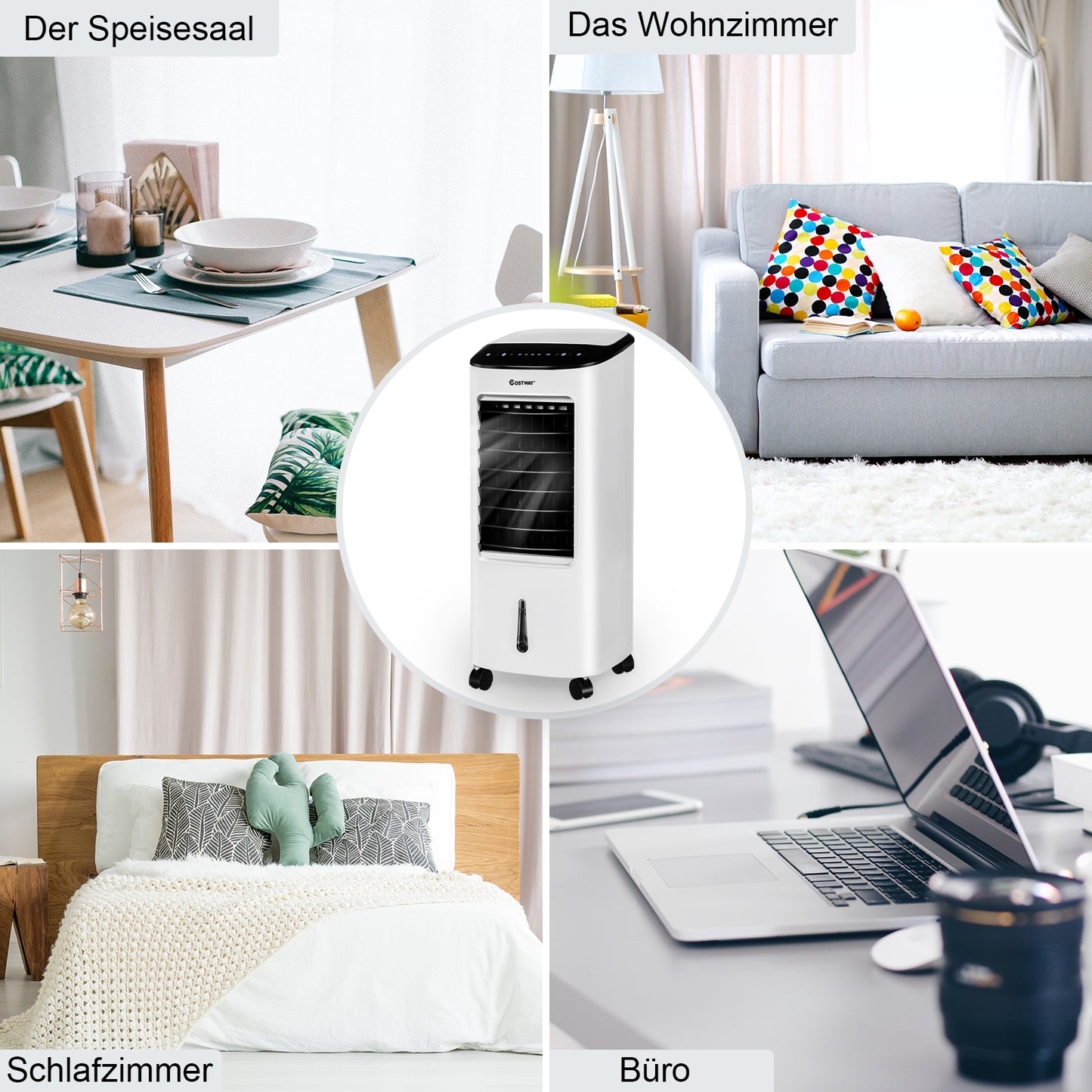 Coast Air Cooler - Luftbefeuchter - 4-in-1 - mit Kühlelementen und Fernbedienung - 65W - Weiß