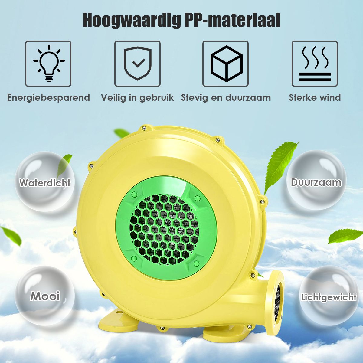 Elektrisches Luftgebläse 450 W - Tragbares Gebläse für Hüpfburgen und aufblasbare Modelle - mit Handgriff - 220-240V - Gelb
