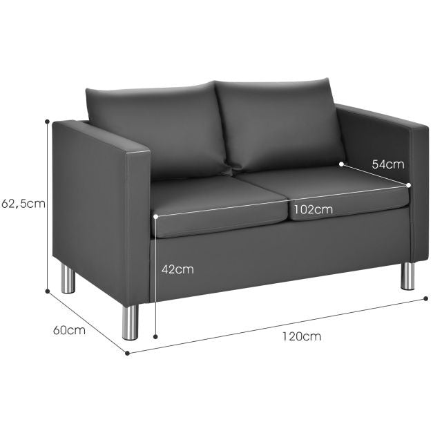 Coast Zweisitzer-Sofa - 120x60x62,5 cm - Leder - Grau