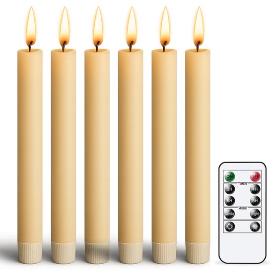 LED-Kerzen mit beweglicher Flamme - 6 Kerzen - inklusive Fernbedienung - Wiederaufladbare Fake-Kerzen mit flackernder Flamme - 300+ Brennstunden - Luft