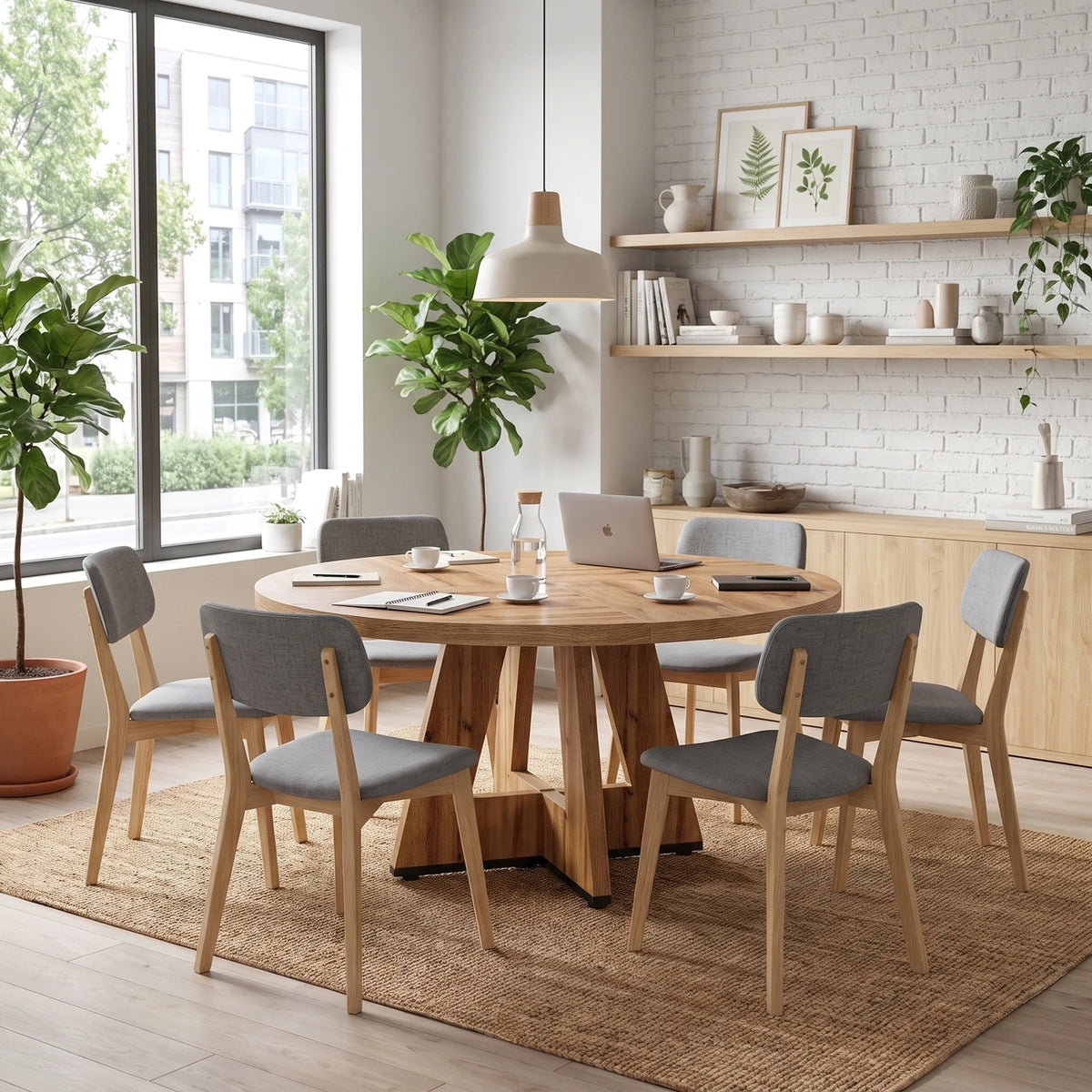 Lantine Runder Esstisch 120 cm – Landhaus-Küchentisch für 4 Personen – Stabiles Metallgestell – Rustikale Optik