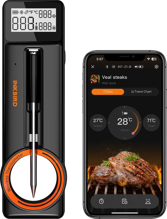 INKBIRD Bluetooth-Fleischthermometer, neues Modell 2025, ultradünne 5-mm-Sonde
