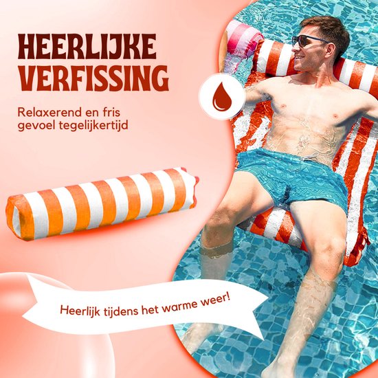 Travelly - Luxus Wasserhängematte - Hängematte - Luftmatratze - Luftmatratze Pool - Wasserspielzeug - Wasserhängematte - Orange