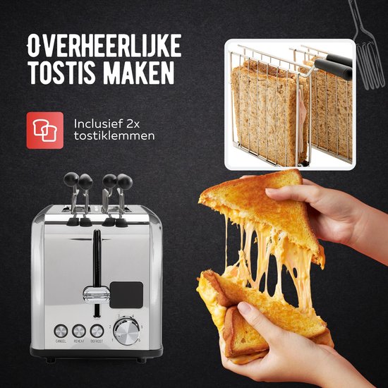 Qualitá® Toaster mit Toastbrotklammern - Retro-Toaster - Sandwichständer - Croque Monsieur-Gerät - Edelstahl