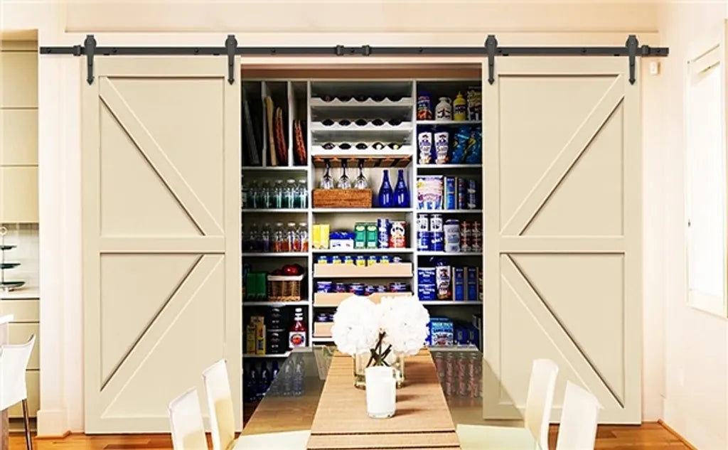 Yaheetech Schiebetürsystem 366 cm mit Montageset, Schwarz
