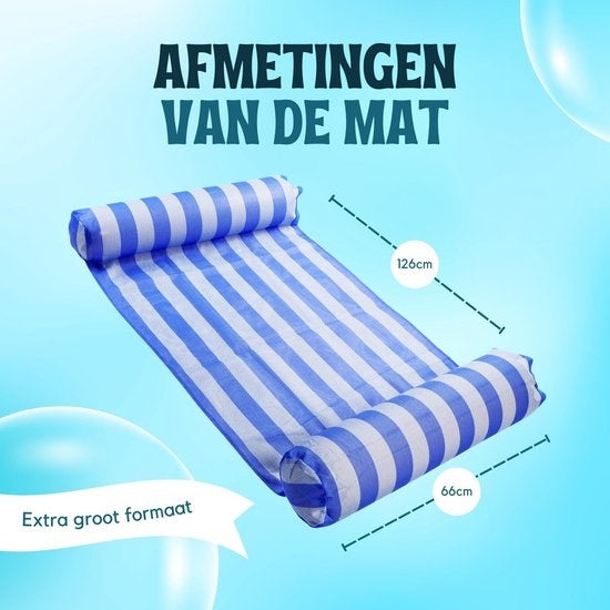 Travelly - Luxus Wasserhängematte - Hängematte - Luftmatratze - Luftmatratze Pool - Wasserhängematte - Blau