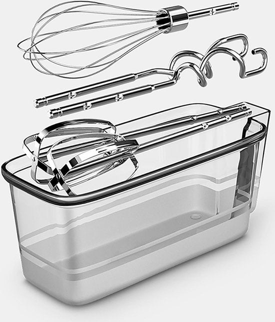 Safecourt Kitchen - Handmixer - Turbo-Funktion - Quirl & Knethaken & Schneebesen - Stahl - Silber