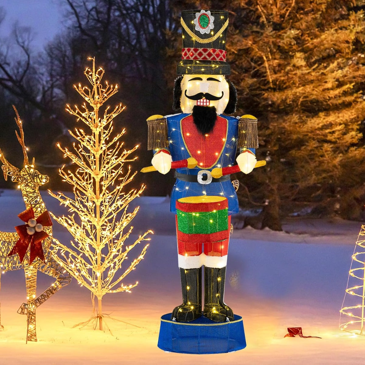 Soldat mit Trommel - 185 cm | Beleuchtete Weihnachtsdekoration mit 100 LED-Lichtern