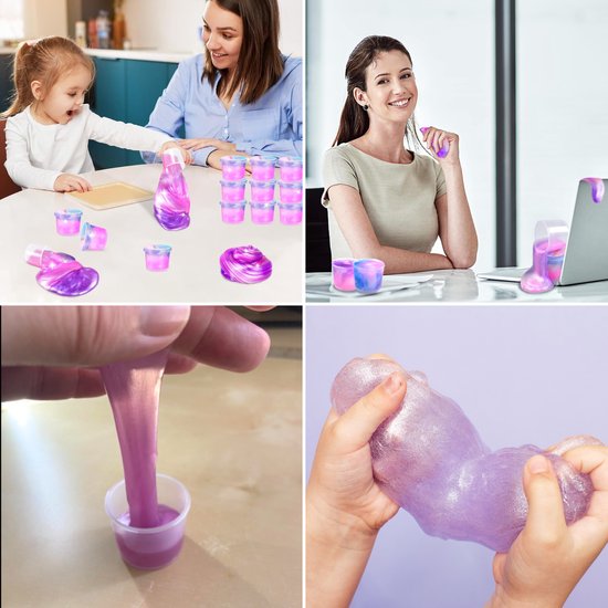 Partizzle 24x Einhornschleim Packung - Einhorn Geschenke zum Teilen - Grabbelton Schleimspielzeug - Geschenke für Kinder - Pink