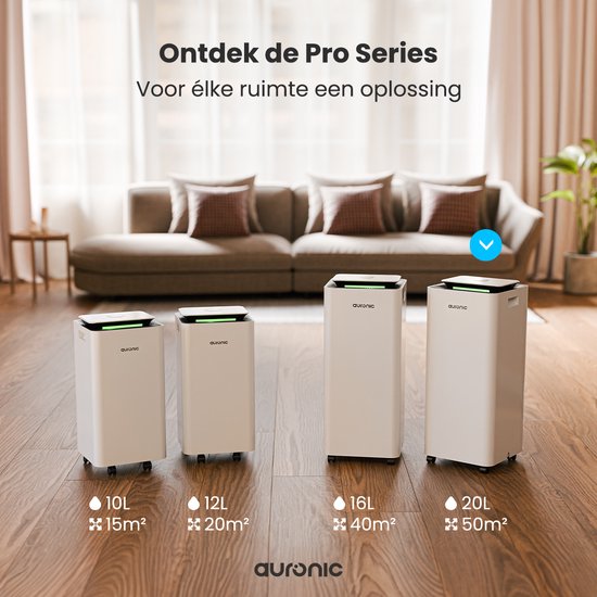 Auronic Luftentfeuchter und Luftreiniger - Pro Series - 20L pro Tag - Waschtrockenfunktion - Schlafzimmer, Badezimmer und Wohnzimmer - Weiß