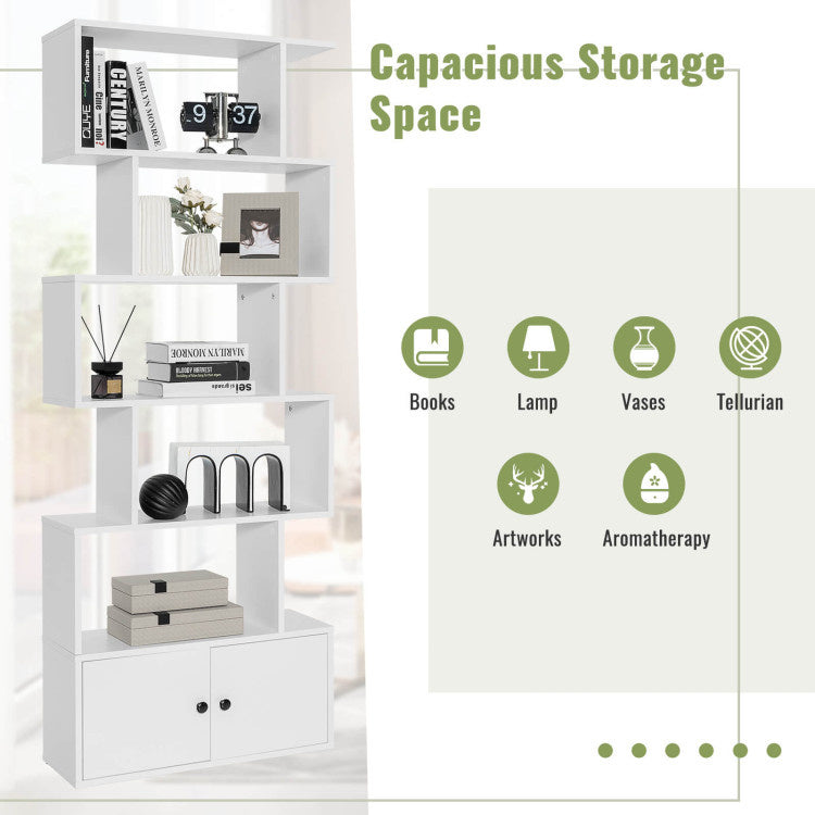 Coast Bücherregal - mit 6 Ebenen - Schrank mit Türen -