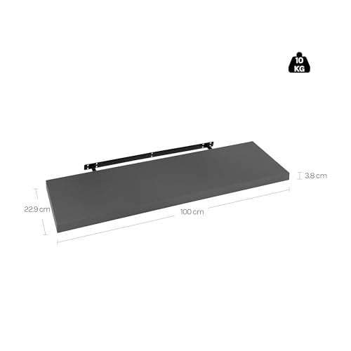 Woltu Floating Wallboard RG9317dgr - Wandtafel aus Holz Dunkelgrau - 100 x 22,9 x 3,8 cm