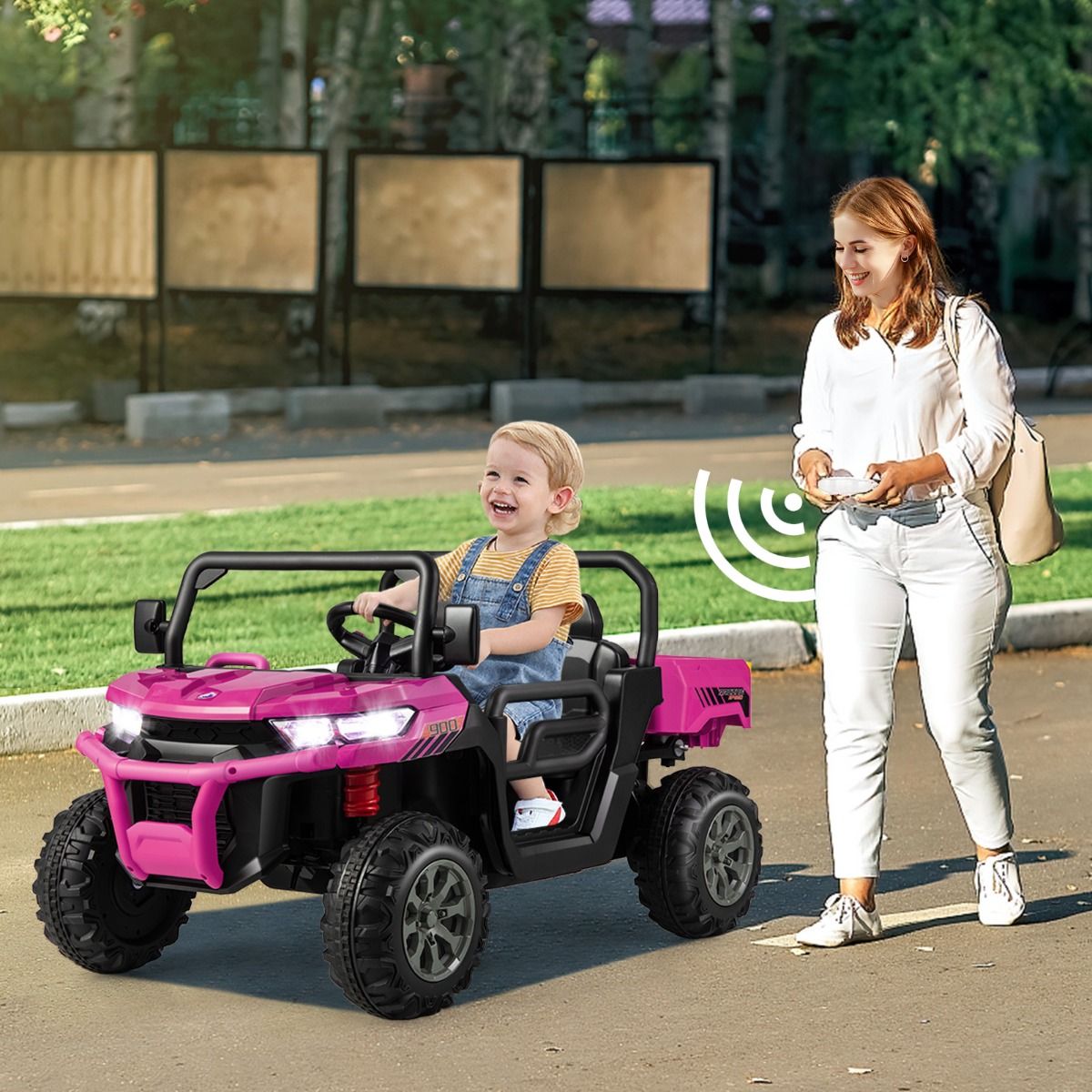Coast Elektrischer Kippwagen für Kinder – 2 Sitze – Fernbedienung – Rosa