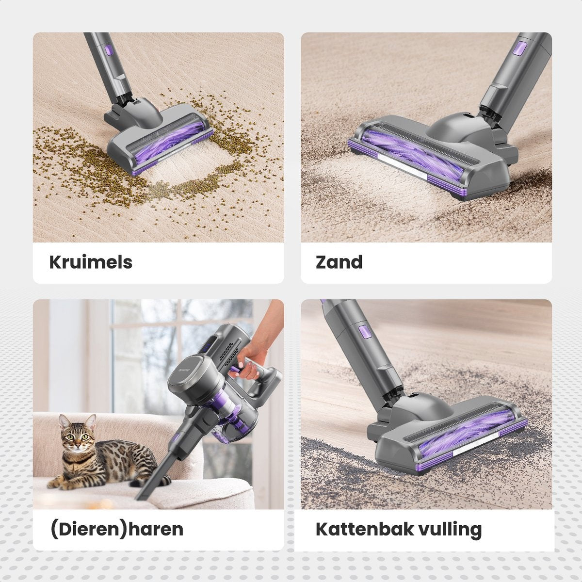 Auronic Stick Staubsauger - Kabellos - Beutellos - Akkubetrieben - Freistehend - 220 W - Grau/Violett