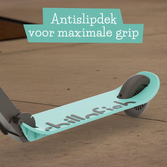 Chillafish Kinder-Tretroller für Jungen und Mädchen ab 5 Jahren mit Fußbremse – Blau-Grün – Tretroller mit verstellbarem Lenker – Zusammenklappbar und leicht, mit ABEC-5-Rädern – Modell Flexxi