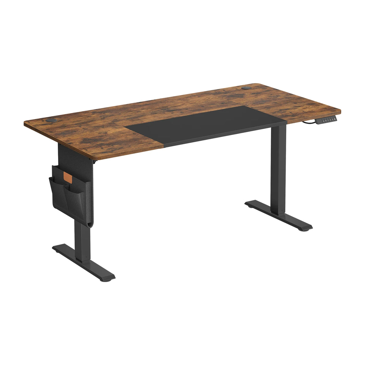 Joyfurnos höhenverstellbarer Schreibtisch mit Speicherfunktion – USB-C-Anschluss – 160 x 70 cm – Braun-Schwarz