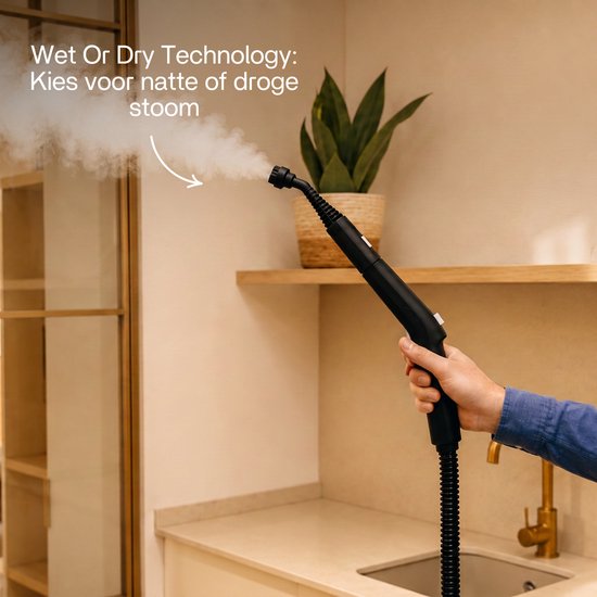 Techweise TS3 – Dampfreiniger – Reinigungsgerät – 2600 W, 4,2 bar Dampfdruck – Nass- und Trockendampf – Für Fußböden, Badezimmer, Auto und mehr – 5 m Kabel – Innerhalb von 1 Minute aufgeheizt