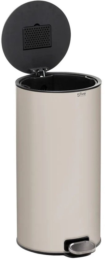5Five Mülleimer/Treteimer Delta – beige – Metall – 30 Liter – 39 x 33 x 62 cm – Küchenabfalleimer
