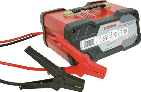 Absaar Batterieladegerät & Starthilfe – 6 V/12 V – 2–12 A Ladestrom – 75 A Starthilfe – 25–120 Ah 12-V-Batterie – AGM, Gel & Blei-Säure