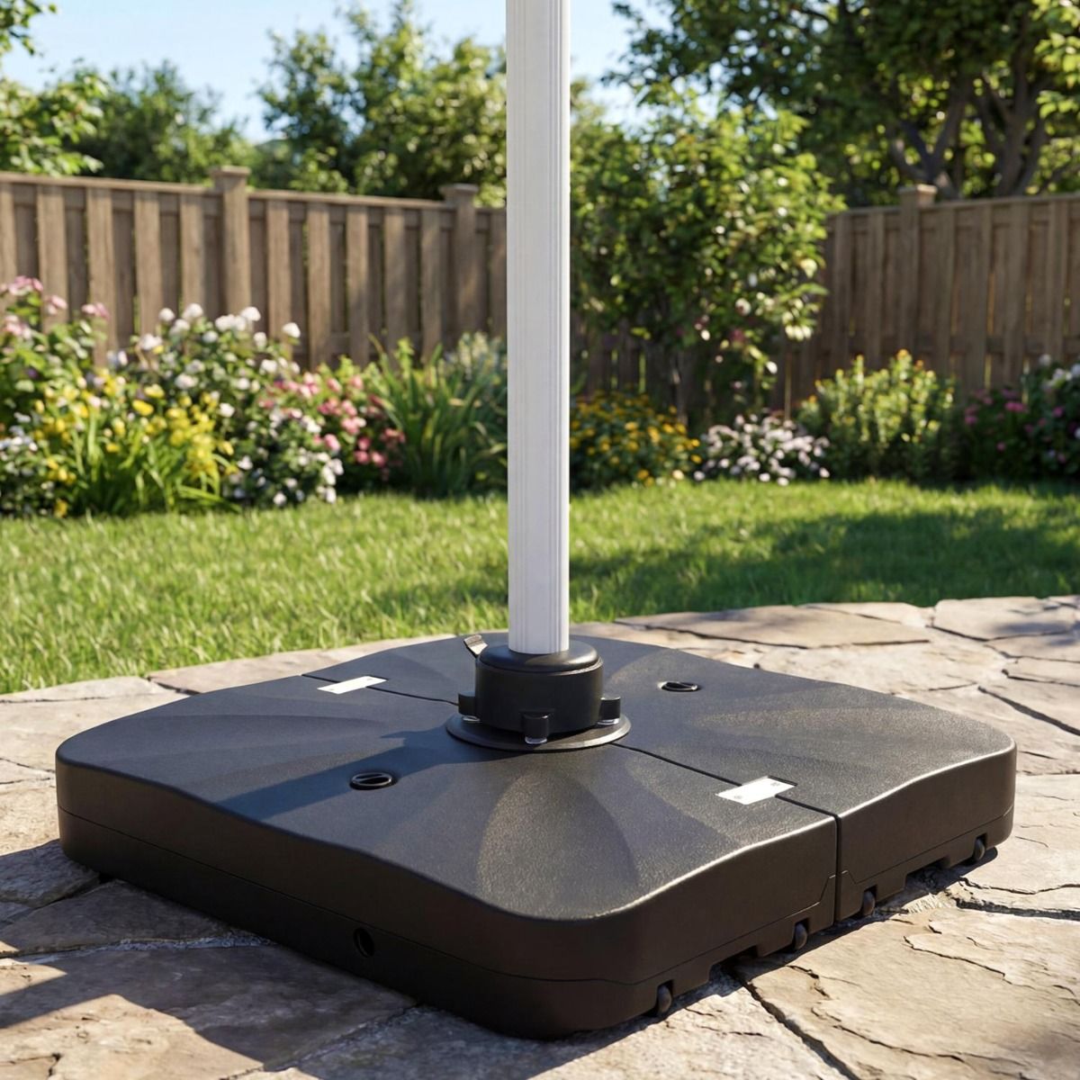 Coast Sonnenschirmständer auf Rädern – um 360° drehbar – mit Wasser oder Sand befüllbar – schwarz – 105 x 105 x 18 cm