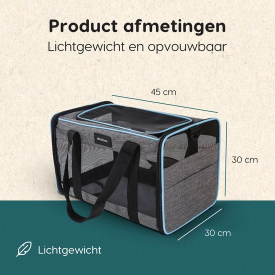 Volcan Reisetasche Katze - Baumwolle Reisekorb - Tragetasche Katzen oder kleiner Hund - Katze Reisekorb- Grau