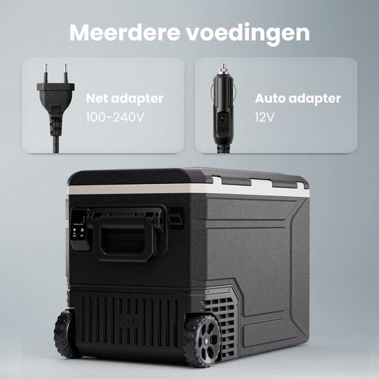 Auronic Electric Cool Box - Kompressor - 80L - 12V und 240 Volt - Camping Kühlschrank - Frigobox Auto - Mit Rädern und Griff - Schwarz
