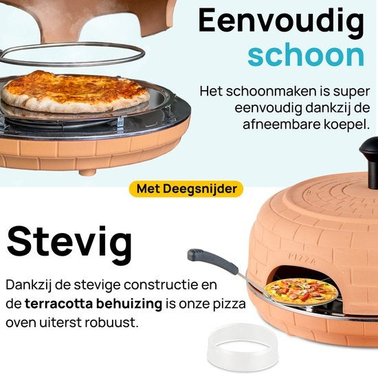 MOA Pizzarette - Pizzaofen - Pizza La Casa - 6 Personen - Backblech aus Edelstahl - Terracotta - P06