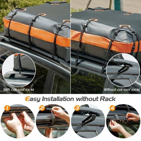 Coast Dachbox – wasserdicht – 560 l – für alle Fahrzeuge – 4,5 kg – 132 x 100 x 43 cm – schwarz und orange
