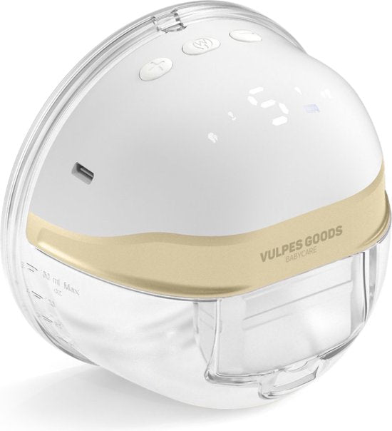 Vulpes Goods BabyCare Elektrische Milchpumpe – Kabellos & Freihändig – USB – Inkl. Brustschild & Aufbewahrungsbeutel
