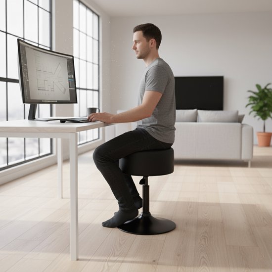 VDD – Hocker – Schwarzer Hocker – Höhenverstellbare Hocker – Hocker zum Sitzen – Höhenverstellbarer Hocker