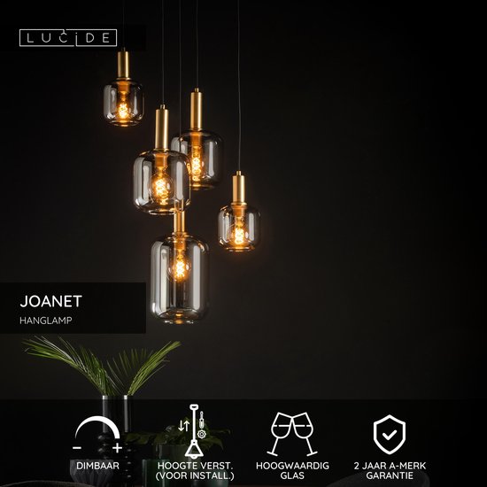 Lucide JOANET – Hängeleuchte – Ø 66 cm – 2xE27 – Fumé