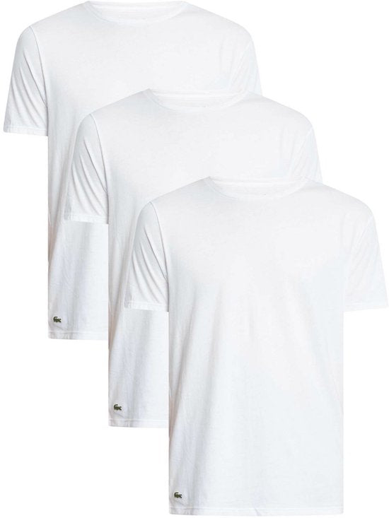 Lacoste Herren 100% Baumwolle Runde T-shirt Weiß (3 Stück) - Größe M