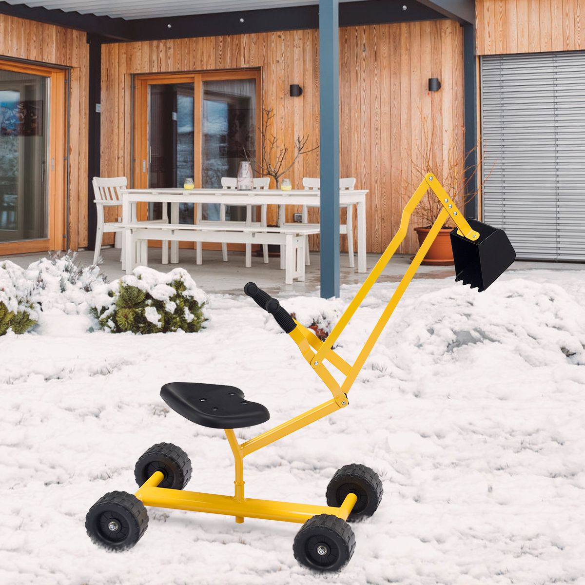 Coast Baggerauto für Kinder – Um 360° drehbarer Sitz – Metallrahmen – Gelb