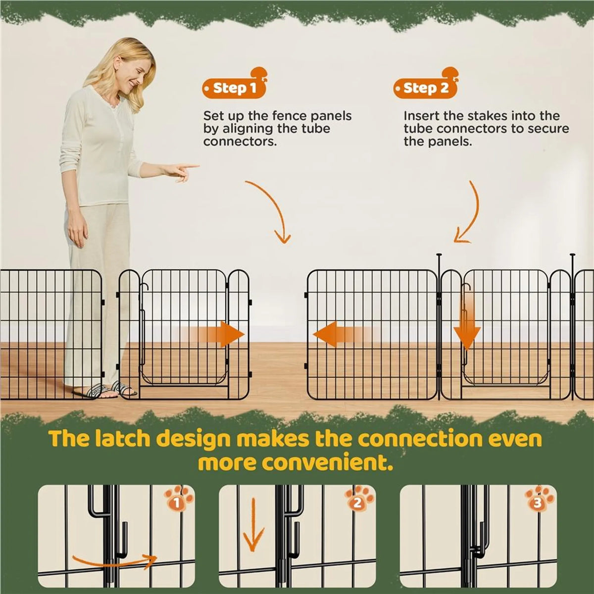 Yaheetech – Sicherer und flexibler Hundepark mit 8 Elementen, 60 cm – Mattschwarz – Metall
