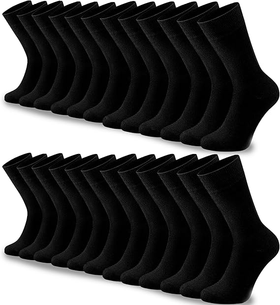 Hero Work 12 Paar Socken für Damen und Herren, Baumwollsocken, Herrensocken, schwarz, atmungsaktiv und ohne Pressnaht, Business-Socken, Strümpfe